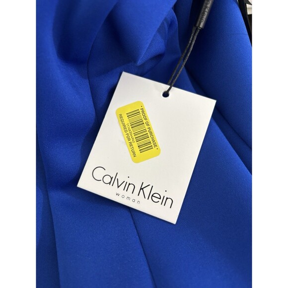 Calvin Klein Sheath Dress Womens 16W Blue Scuba Crepe Princess Seam Sleeveless - Picture 15 of 15